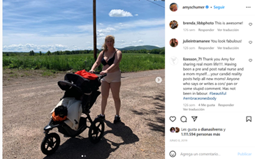 Comments on Amy Schumer’s picture with her child a few days after giving birth (source: Instagram)