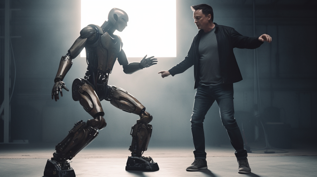 "Elon Musk dansant avec l'IA" (Midjourney)