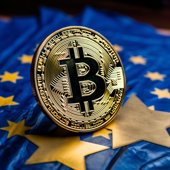 "L'Union Européenne apprivoise le bitcoin" (Midjourney)