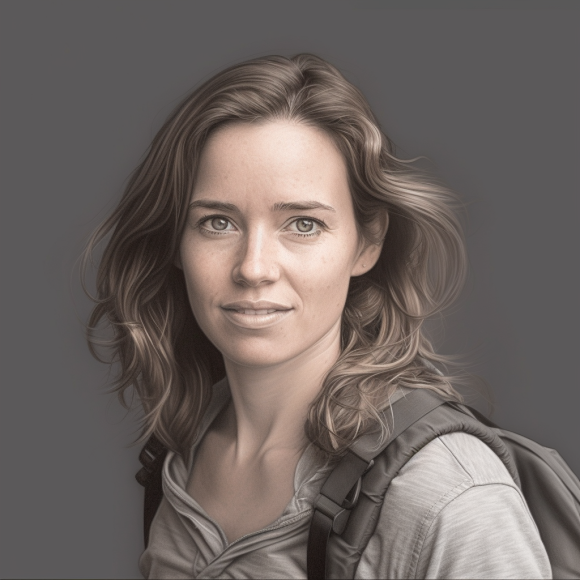  Elise Dufour, dans une libre interprétation par Midjourney de ses photos professionnelles sur Internet