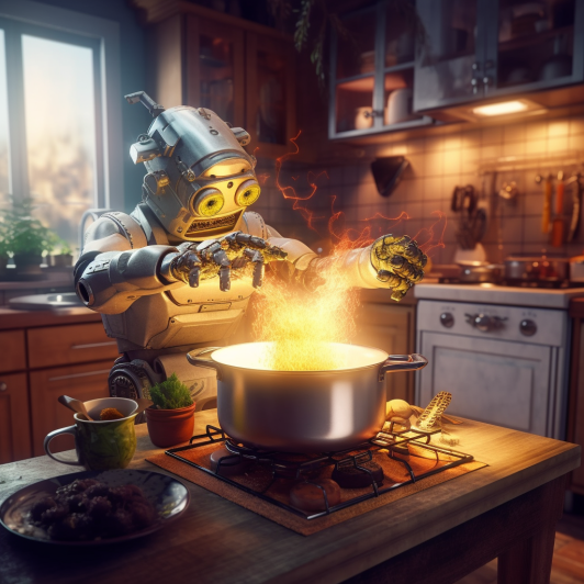 "Le gourmet digital continue sa recette" (Midjourney)