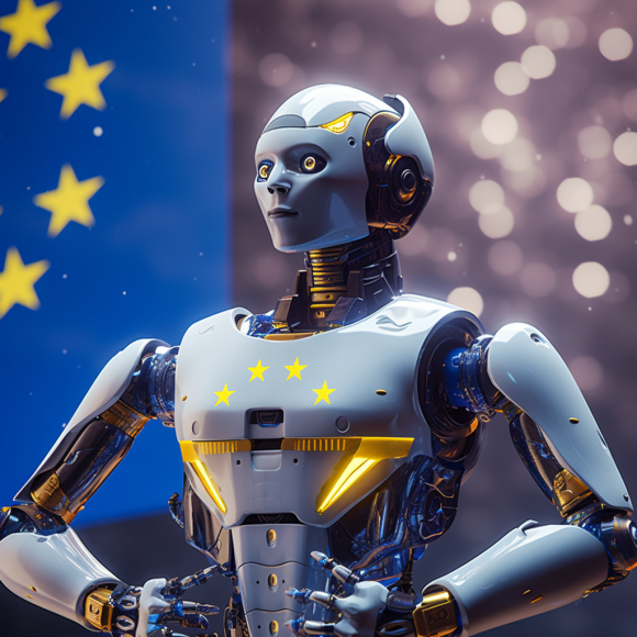 "Le robot prend la parole au Parlement européen" (Midjourney)