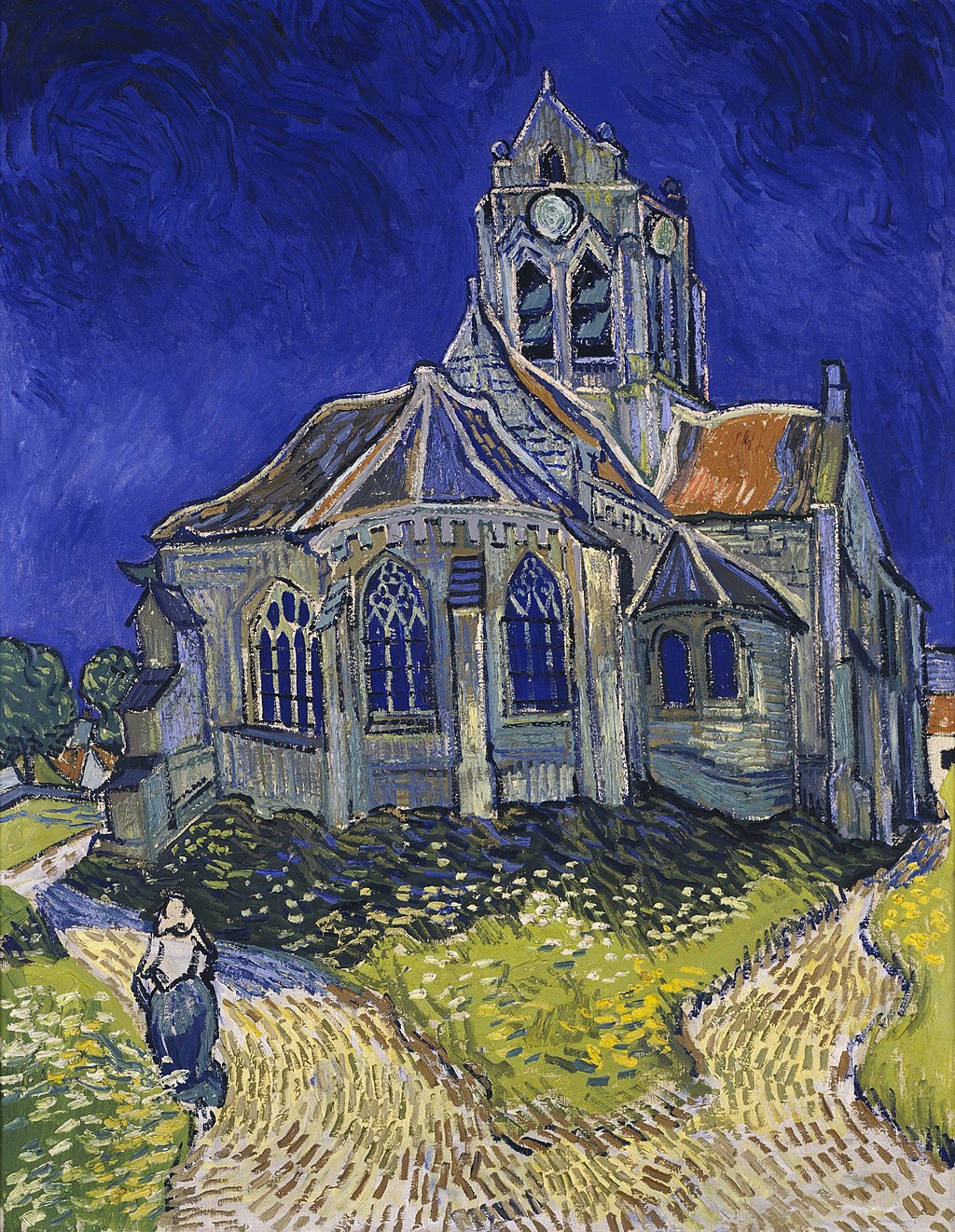 L'Eglise d'Auvers-sur-Oise, vue du chevet - Juin 1890 (Si vous habitez Paris et que vous voulez voir ce tableau en vrai, courrez voir l’expo Derniers mois à Auvers sur Oise au musée d’Orsay)