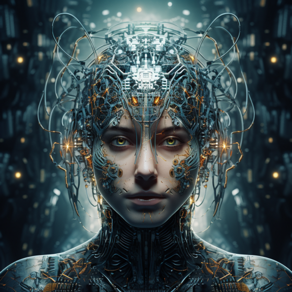"L'intelligence artificielle atteint la toute puissance" (Qant, M. de R. avec Midjourney)