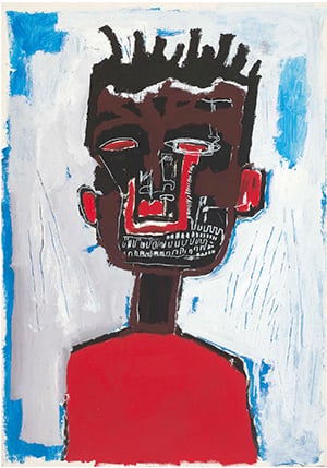 Un self portrait de Jean-Michel Basquiat dont aucun tableau ne descend au-dessous de 50 millions !