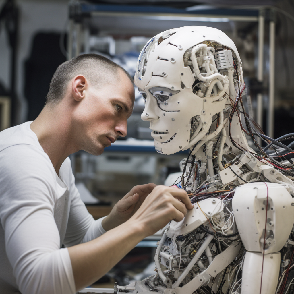 “Le chercheur analyse les performances du robot” (Qant, M. de R. avec Midjourney)