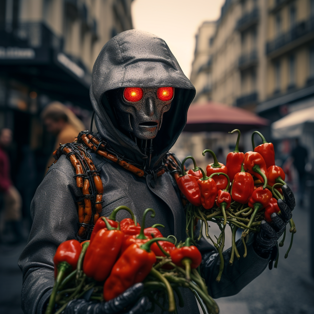 “Du piment pour le robot” (Qant, M. de R. avec Midjourney)