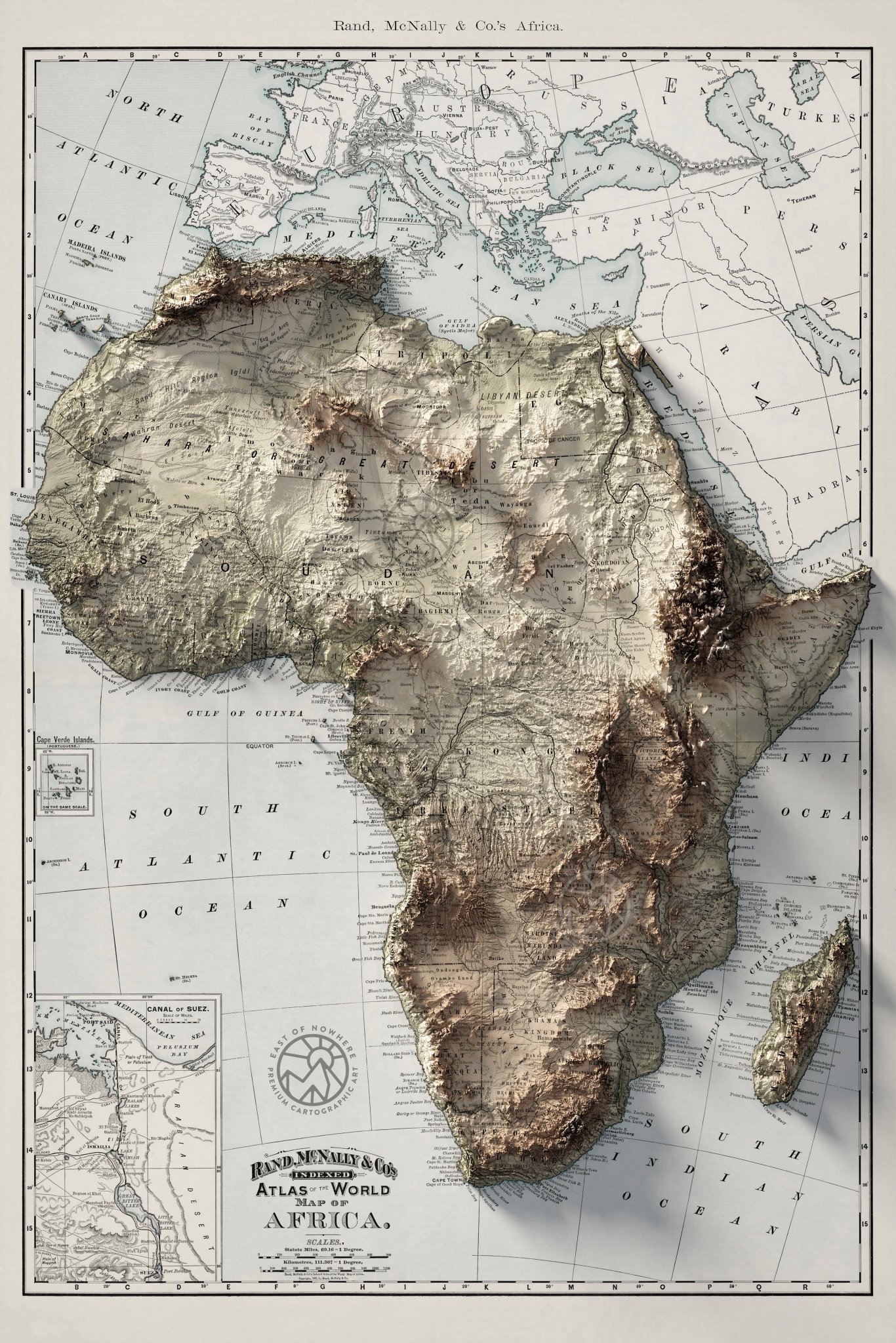 Carte de 1884, par Rand McNally, disponible sur&nbsp;East of Nowhere