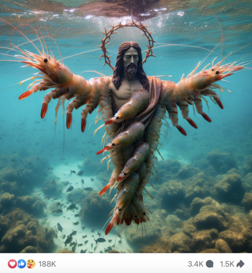 Un Jésus en crevettes généré par IA et publié sur Facebook - Source : Stanford