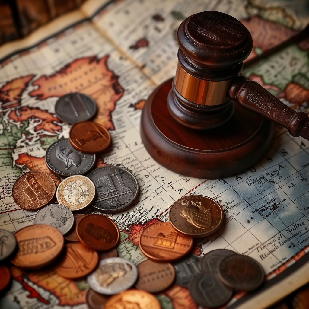 “La difficile réglementation des monnaies numériques” (Qant, M. de R. avec Midjourney)