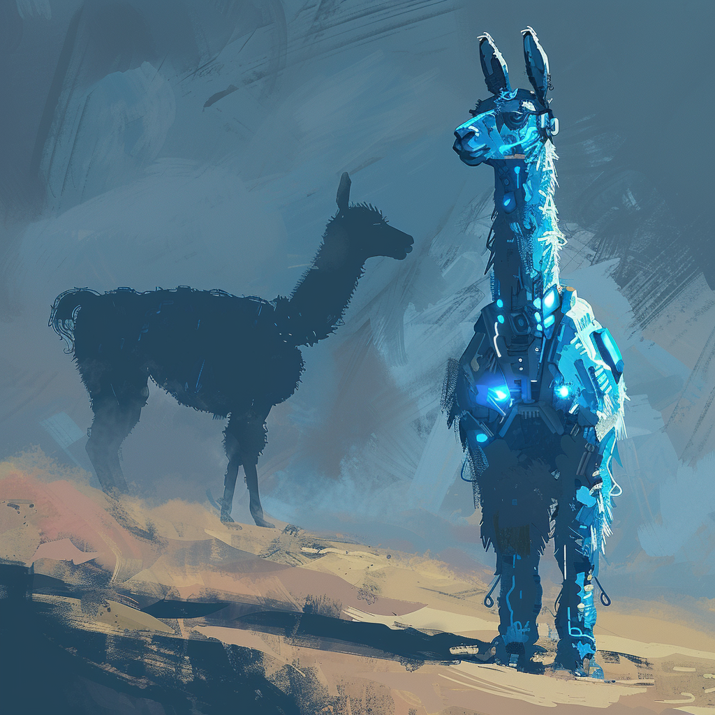 “Le Llama vise les sommets” (Qant, M. de R. avec Midjourney)