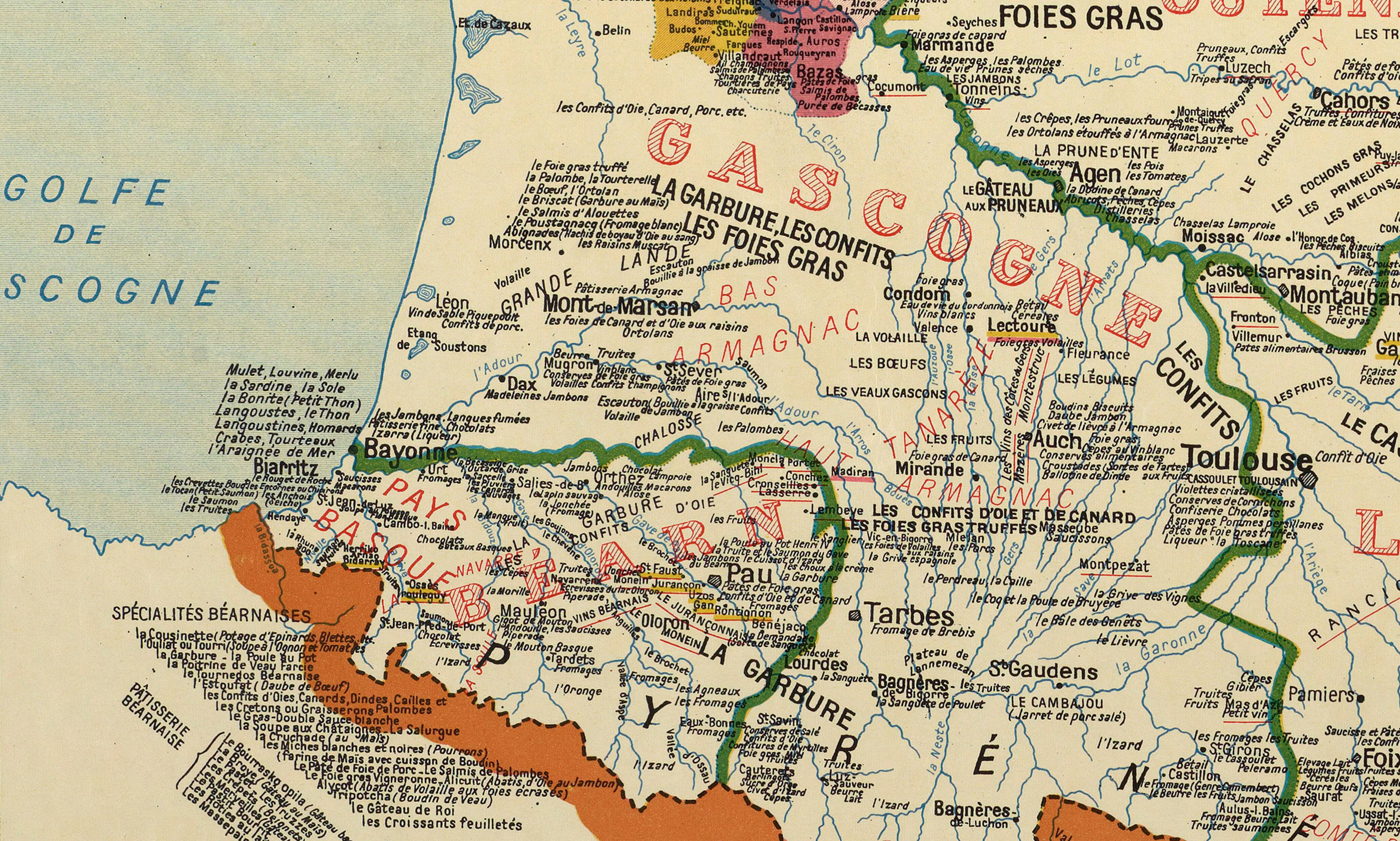 Les spécialités du Béarn et de Gascogne en 1929.