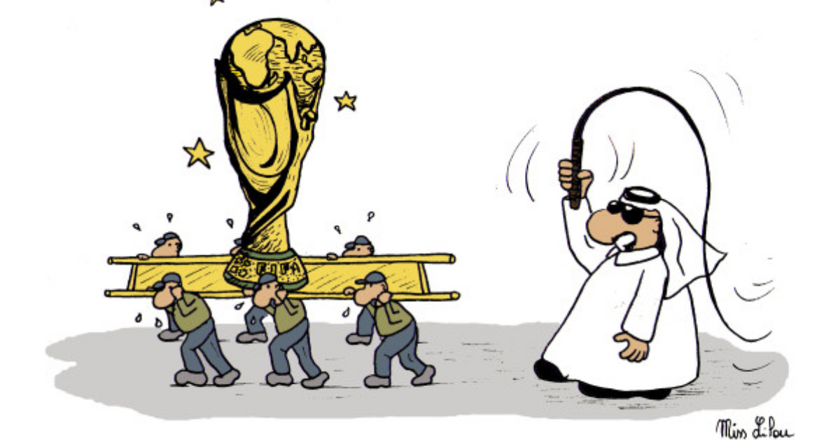 La Coupe du monde 2022 organisée par le Qatar - Caricature - source: wesign.it 
