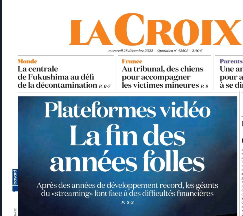 Une de La Croix du 28 décembre 2022.