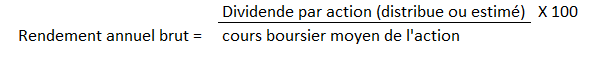 Formule rendement annuel brut