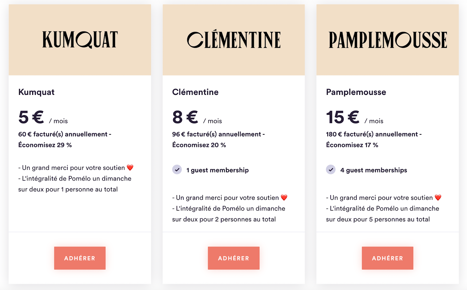 Les différentes offres de Pomélo.