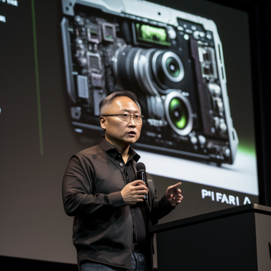 "Le CEO de Nvidia lors d'une Keynote" (Midjourney)