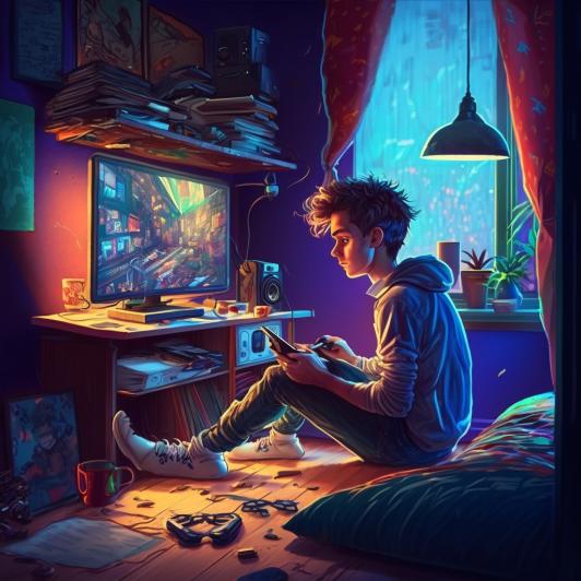 "Le jeu vidéo nouvelle génération" (Midjourney)