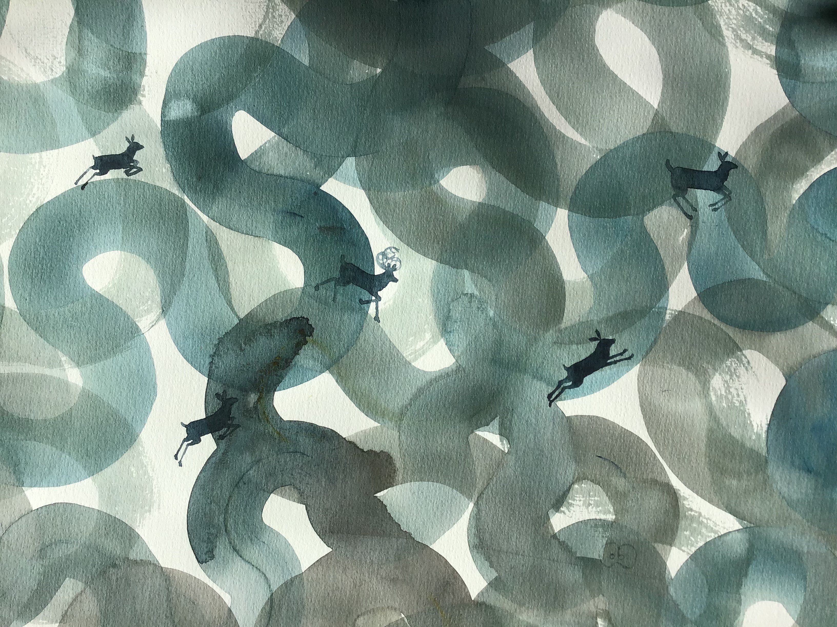 Dans le mouvement, O.Belot, Aquarelle sur papier, 50 x 70 cm