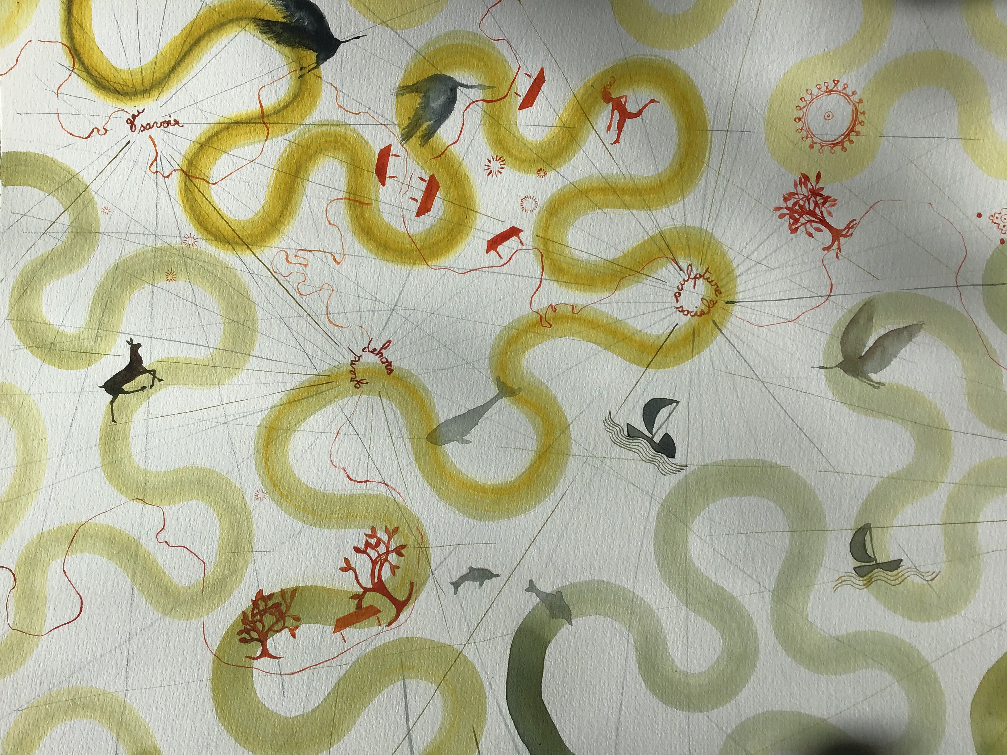 Correspondances, O.Belot, Aquarelle sur papier, 50 x 70 cm