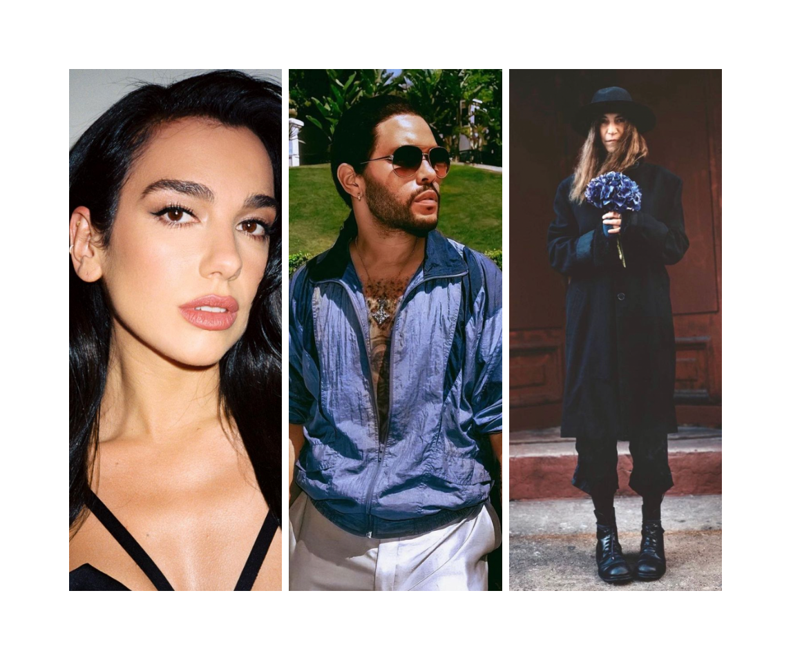 Crédits : comptes instagram de Dua Lipa, The Weeknd et Patti Smith