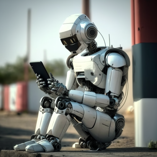 "Le robot prépare sa storie" (Midjourney)