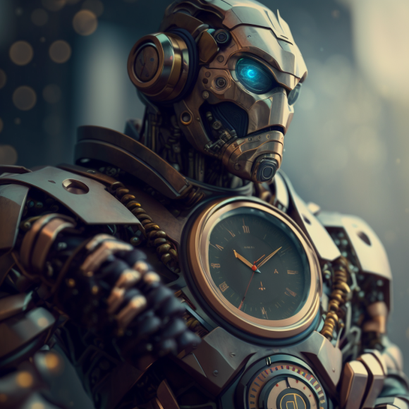 "Le robot joue avec le temps" (Midjourney)
