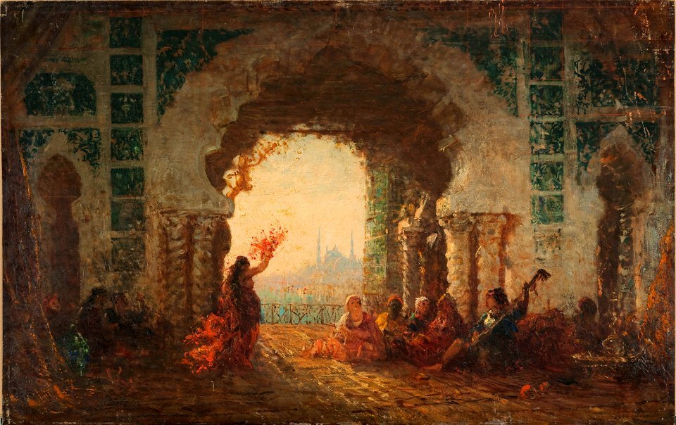 Dragomir cherche en vain la ravissante Kira, enlevée par un marchand turc, dans les sérails d'Instanbul. © CC/Félix Ziem – Musée des Beaux-Arts de la Ville de Paris.