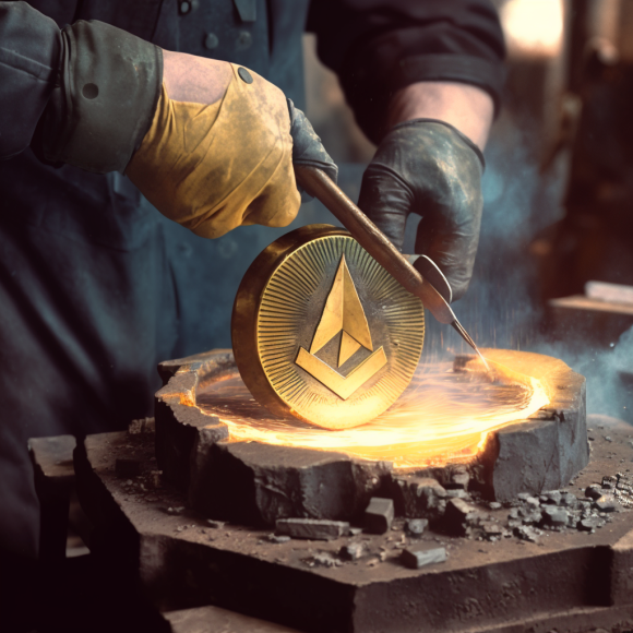 "La forge d'un stablecoin" (Midjourney)