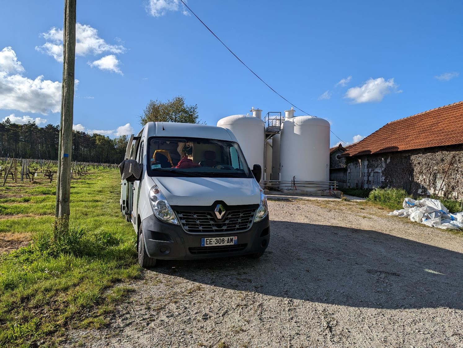 Chocododo entre les vignes et la ferme.