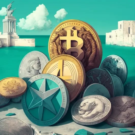 "La crypto aux Bermudes" (Midjourney)