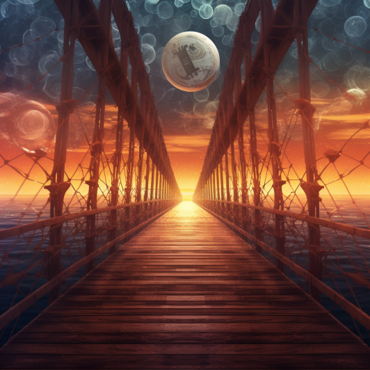 "Un pont entre les crypto-monnaies" (Midjourney)