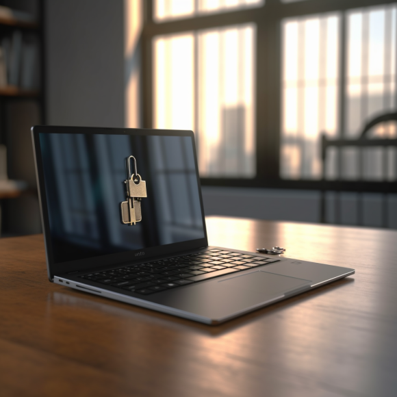 "Un ordinateur sécurisé en entreprise" (Midjourney)