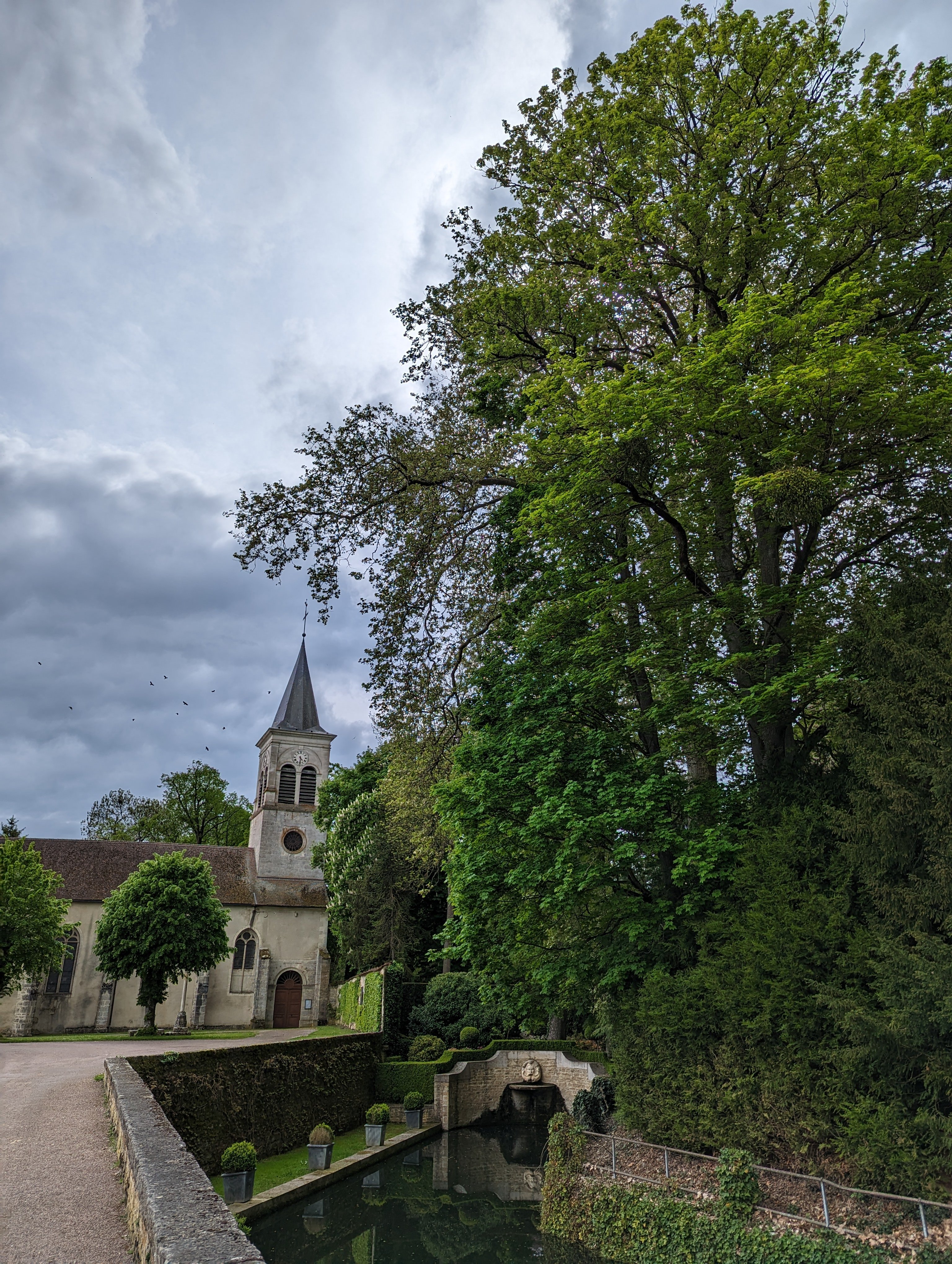 Aux abords du Château de Montigny, ambiance sonore apocalyptique entre croassements de corbeaux et de grenouilles (et oui, c’est le même « cri »).