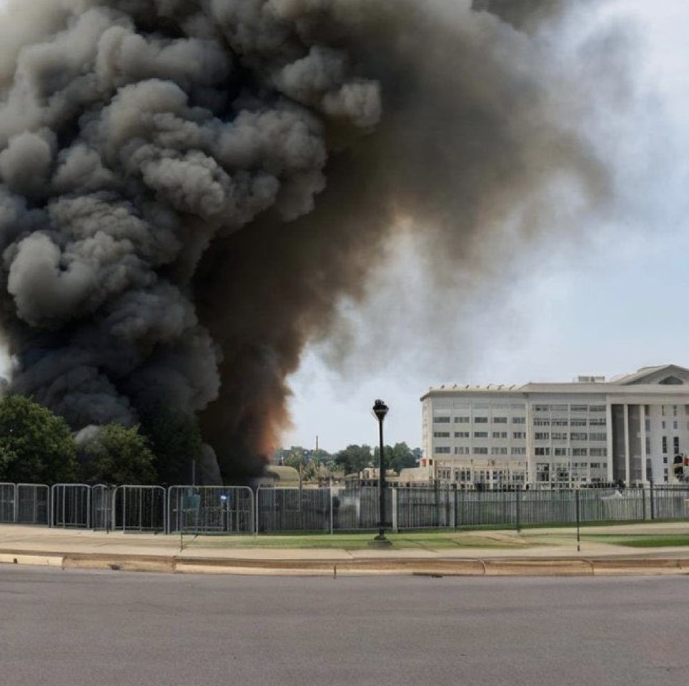 La fausse image du Pentagone en flammes, partagée par de nombreux comptes certifiés sur Twitter