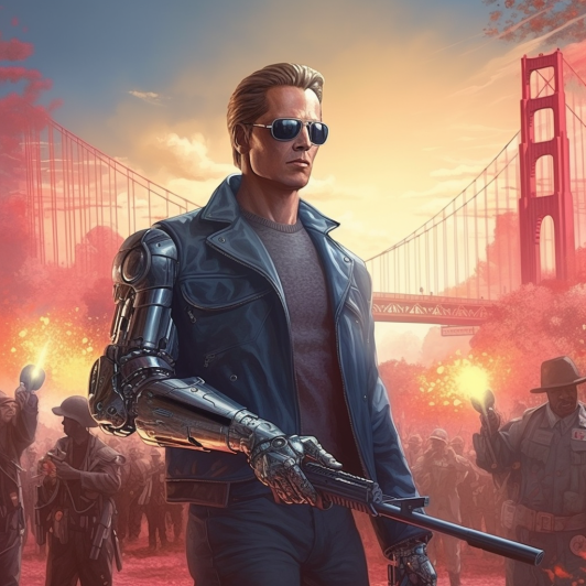 "Terminator dans la Silicon Valley" (Midjourney)