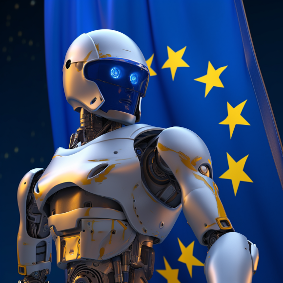 "L'UE s'intéresse aux robots" (Midjourney)