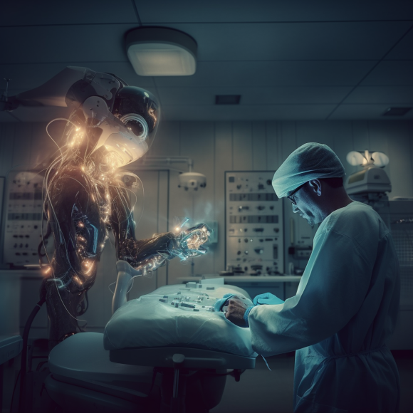 "Le robot et le docteur travaille de concert" (Midjourney)