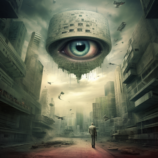 "Big Brother surveille toute la société" (Midjourney)