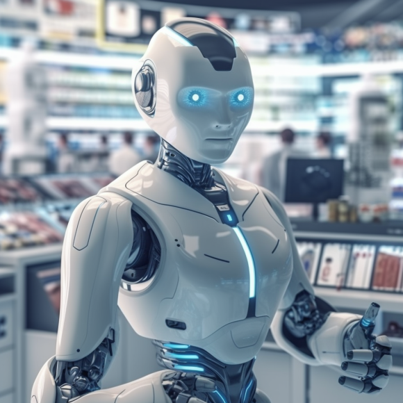 "Le robot devient vendeur" (Midjourney)