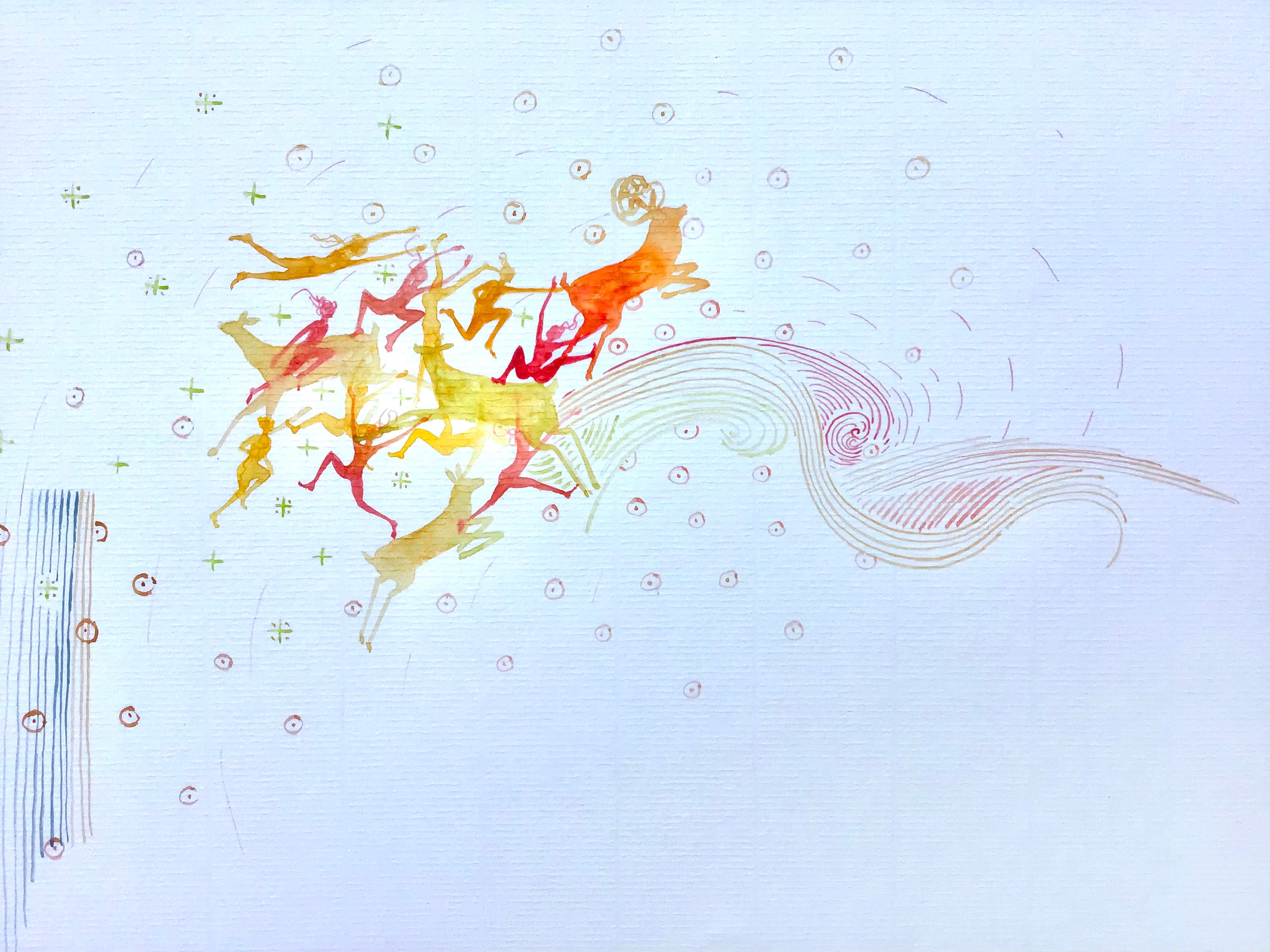 Ensemble, Aquarelle sur papier Ingres, 50/65 cm, Détail 