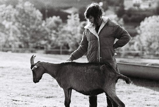 Tiphaine Lagarde et Ocho (la chèvre) au sanctuaire de 269 Libération animale