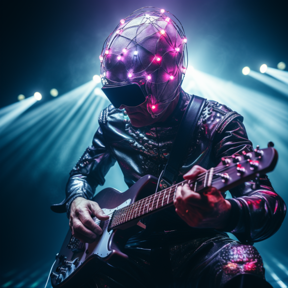 "Jouer de la musique grâce à son cerveau" (Midjourney)