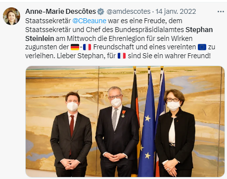 Janvier 2022 : Stephan Steinlein est fait officier de la légion d'honneur 