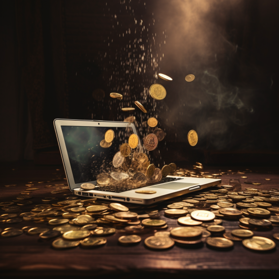 "Pluie d'or sur l'IA" (Midjourney)