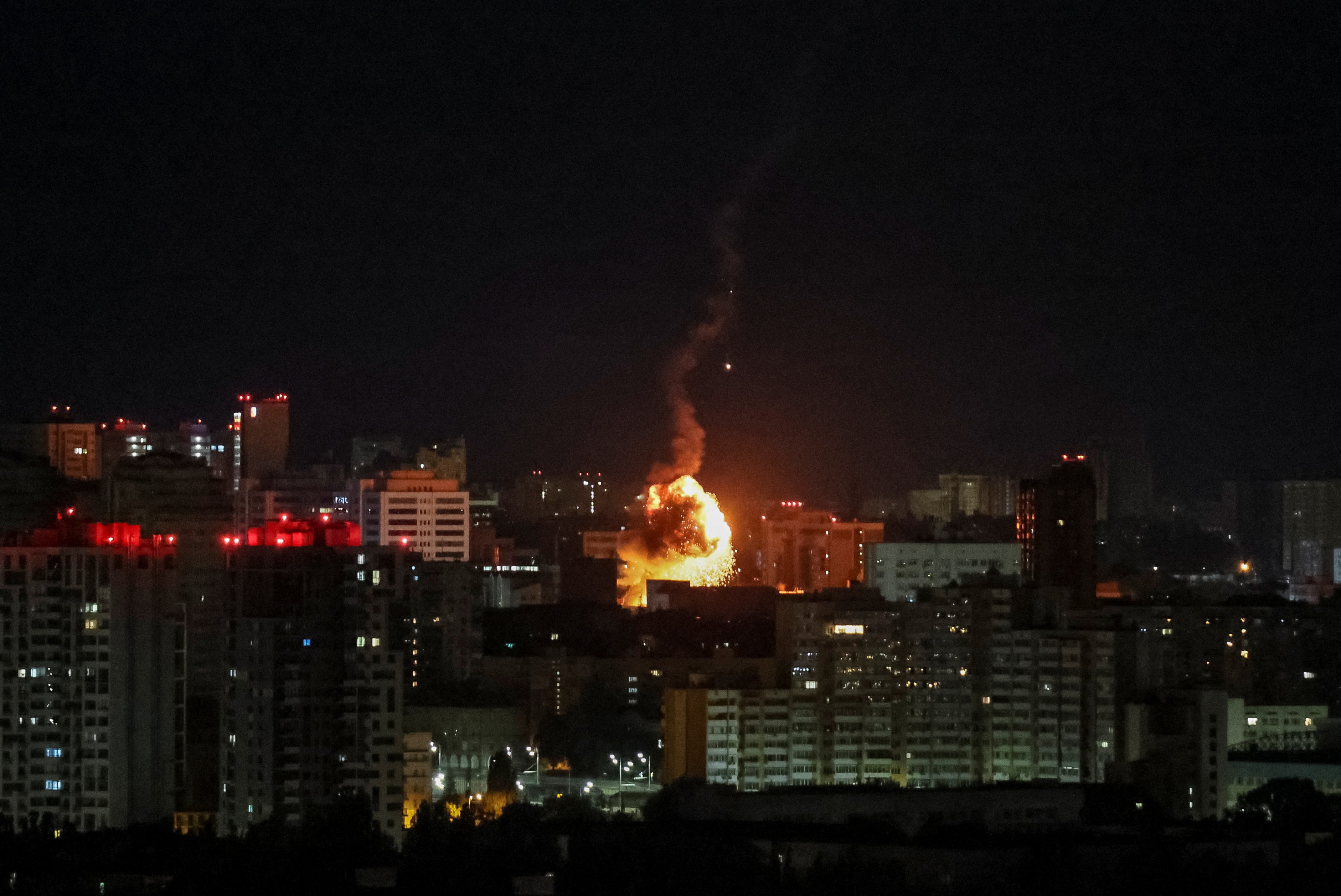 Explosion d'un drone russe à Kyiv dans la nuit du 10 septembre 2023. Photo: Gleb Garanich/Reuters