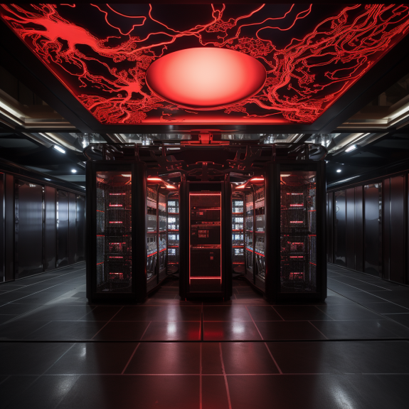 "Le superordinateur prend possession du dojo" (Midjourney)