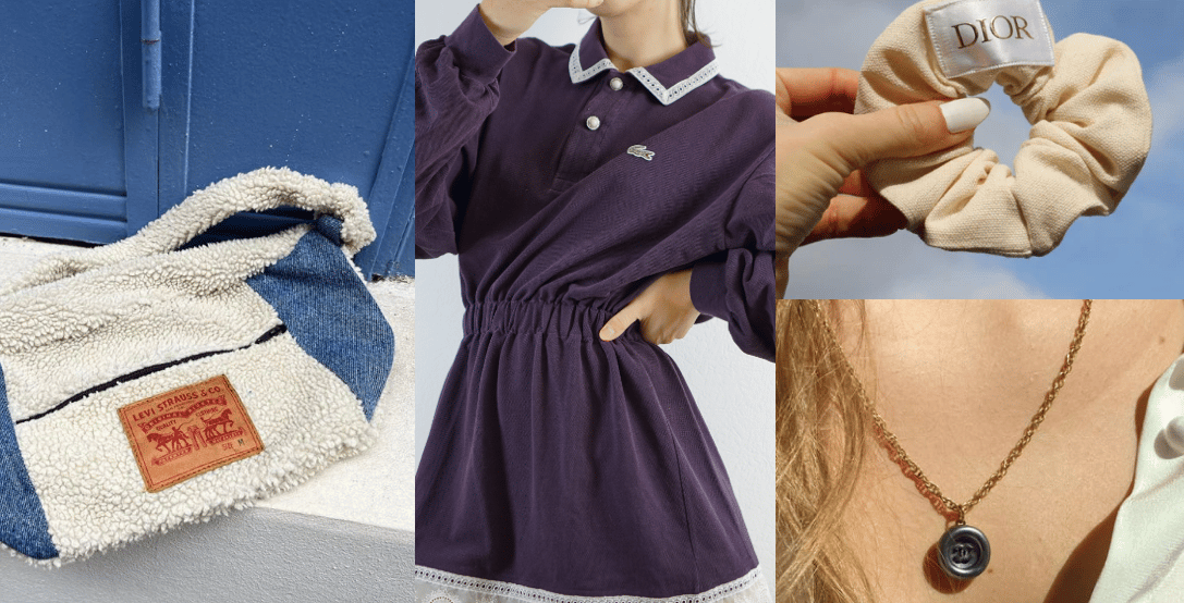 Quand l'étiquette nous gratte (captures d'écran Instagram et sites de marques d'upcycling).