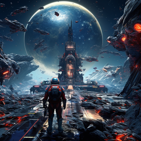 "Les robots colonisent l'espace" (Midjourney)