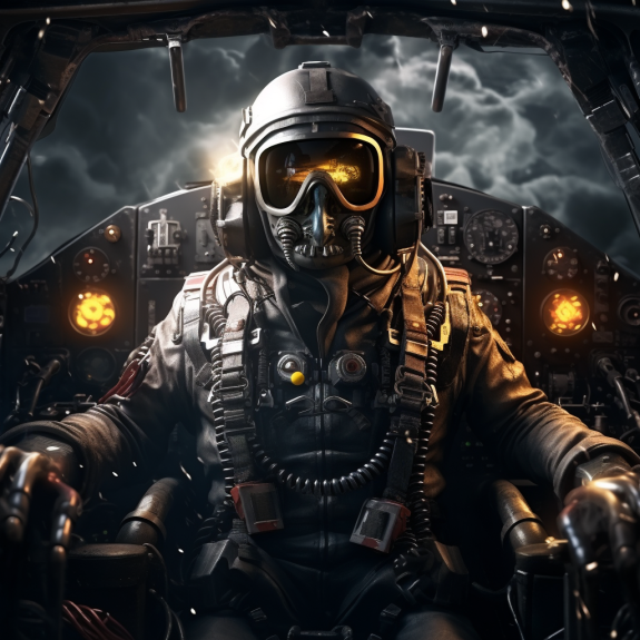 "Le robot aux commandes de l'avion" (Midjourney)